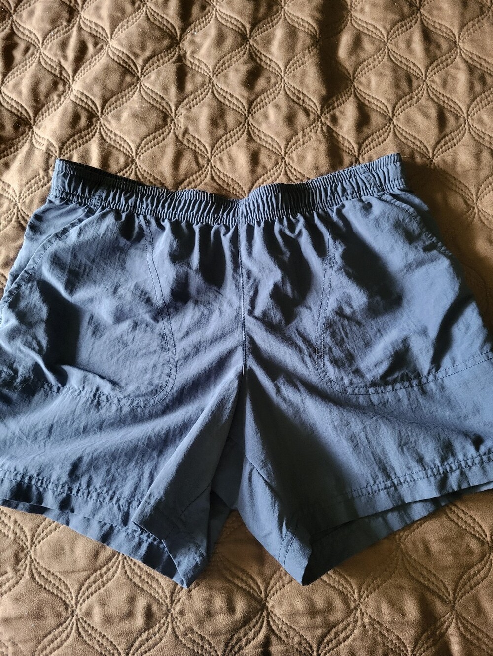Columua Navy Blue Elastic Waist Shorts